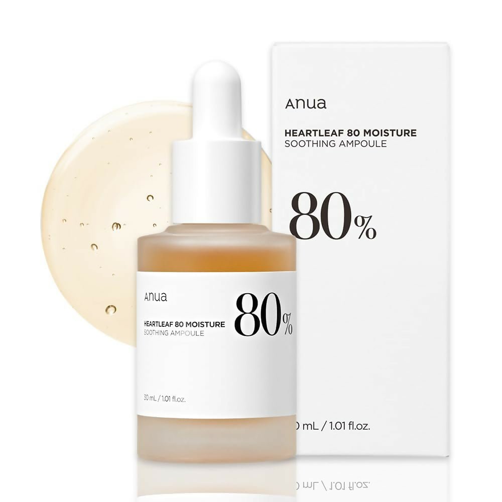 Anua Heartleaf 80 Moisture Soothing Ampoule with packaging on a white background