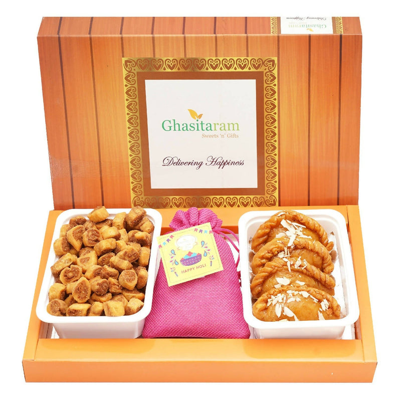 Ghasitaram Assorted Box of Gujiyas, Bhakarwadi and Thandai