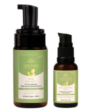 Two Areoveda skincare products on a white background
