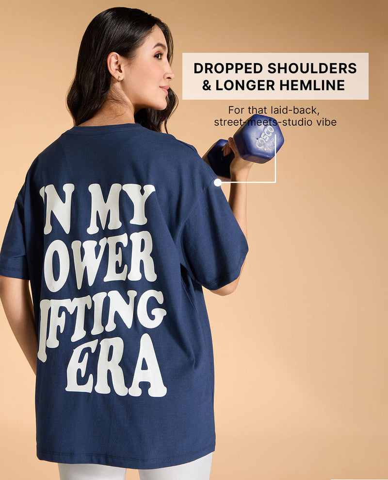 Kica Cotton Oversized Printed Graphic T Shirt Navy Blue