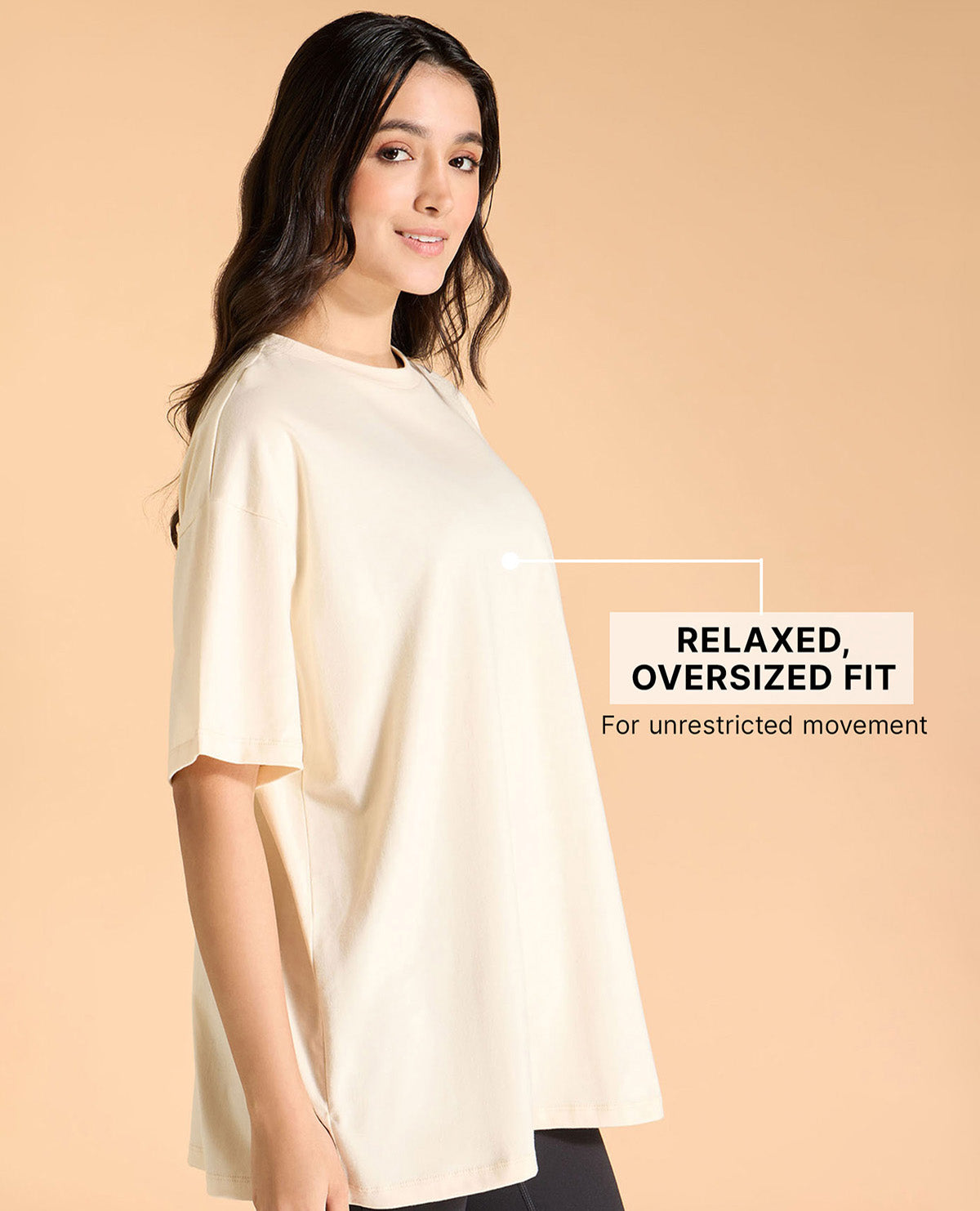 Kica Cotton Oversized Printed Graphic T Shirt Pearl