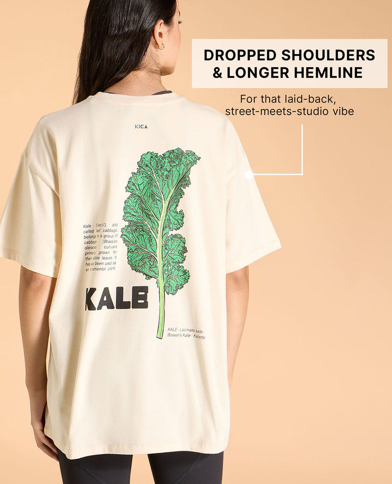 Kica Cotton Oversized Printed Graphic T Shirt Pearl