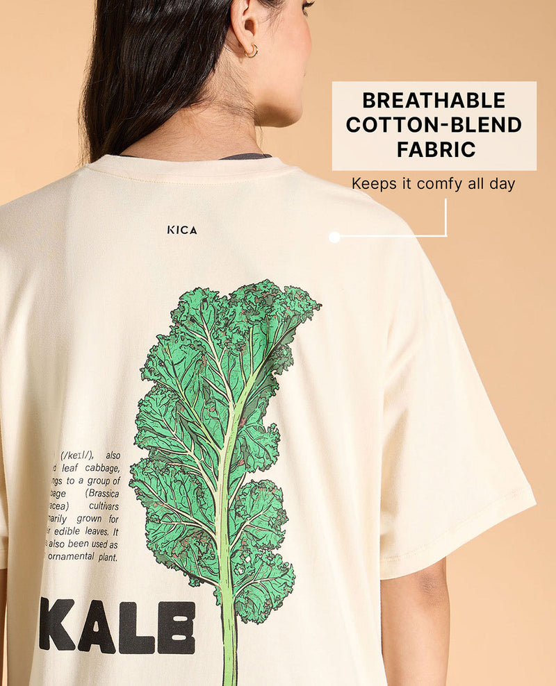 Kica Cotton Oversized Printed Graphic T Shirt Pearl