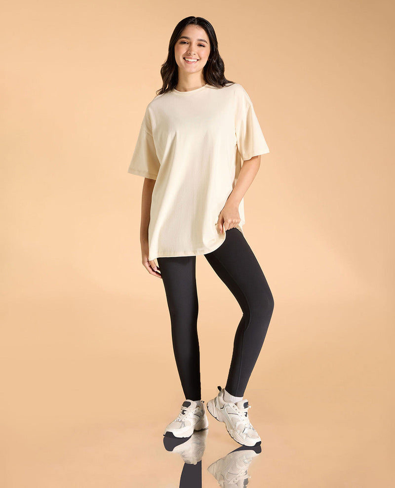 Kica Cotton Oversized Printed Graphic T Shirt Pearl