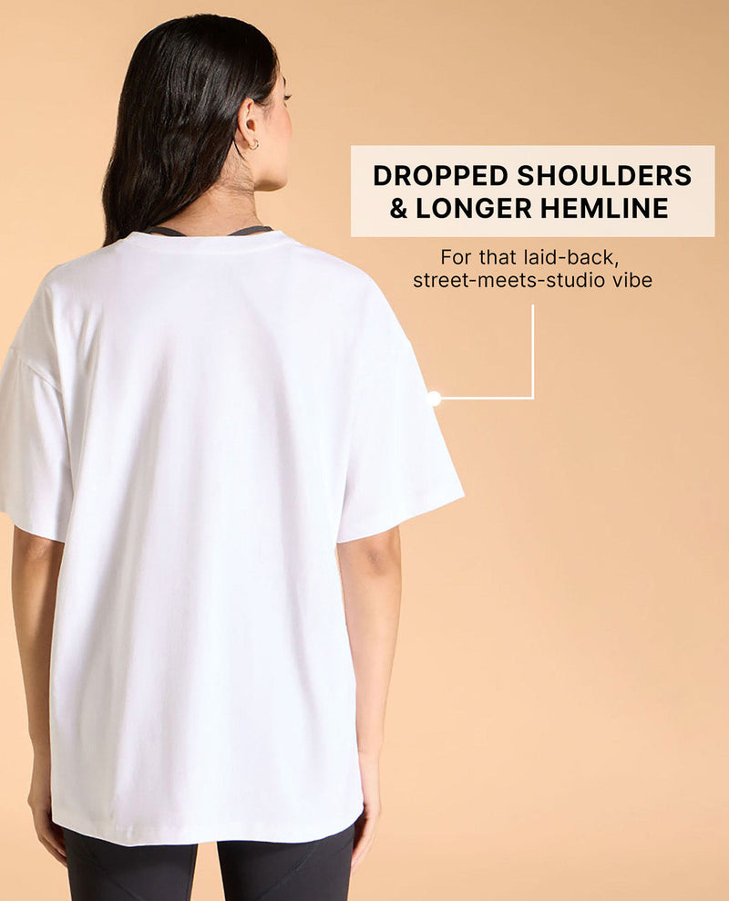 Kica Cotton Oversized Printed Graphic T Shirt White