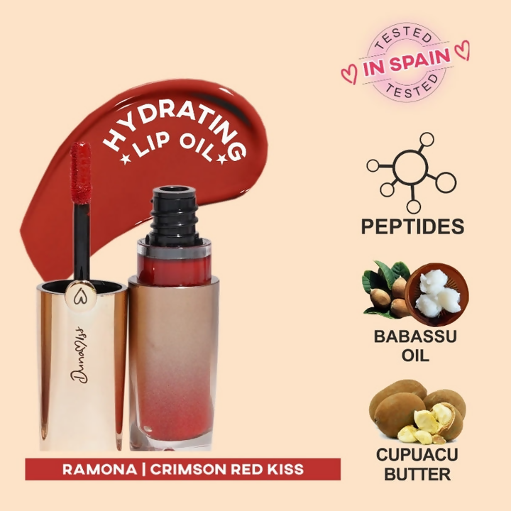 Dunamiss Ramona Hydrating Lip Oil Gloss Crimson Red Kiss