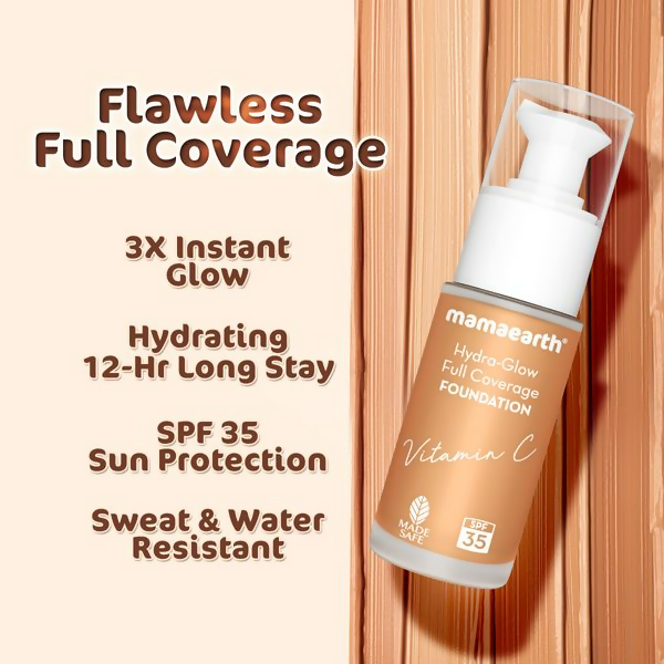 Mamaearth Hydra-Glow Full Coverage Foundation With Vitamin C & Turmeric - Sun Glow