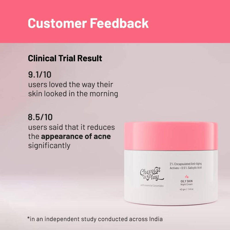 Chemist At Play Oily Skin Night Cream For Oily & Acne-Prone Skin, Controls Excess Sebum