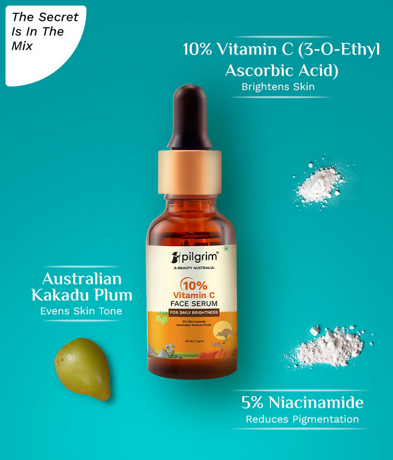Pilgrim 10% Vitamin C Face Serum For Daily Brightness 5% Niacinamide