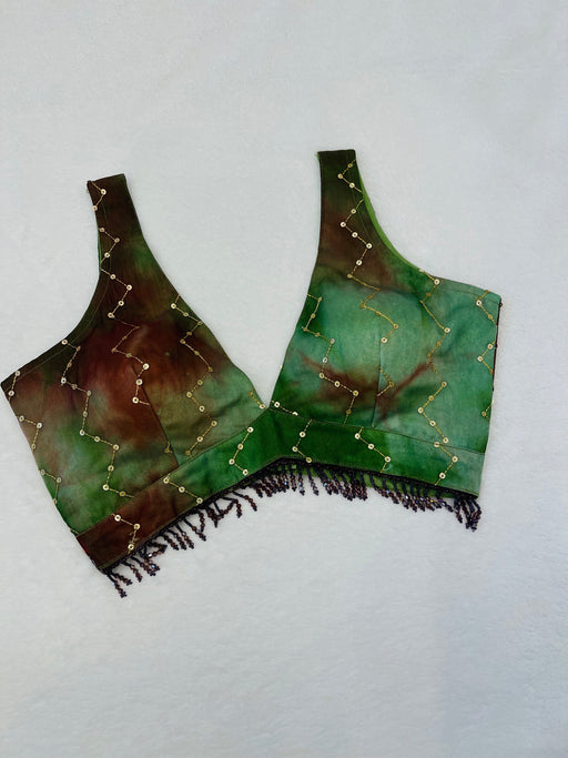 Divine Green Maroon Blouse