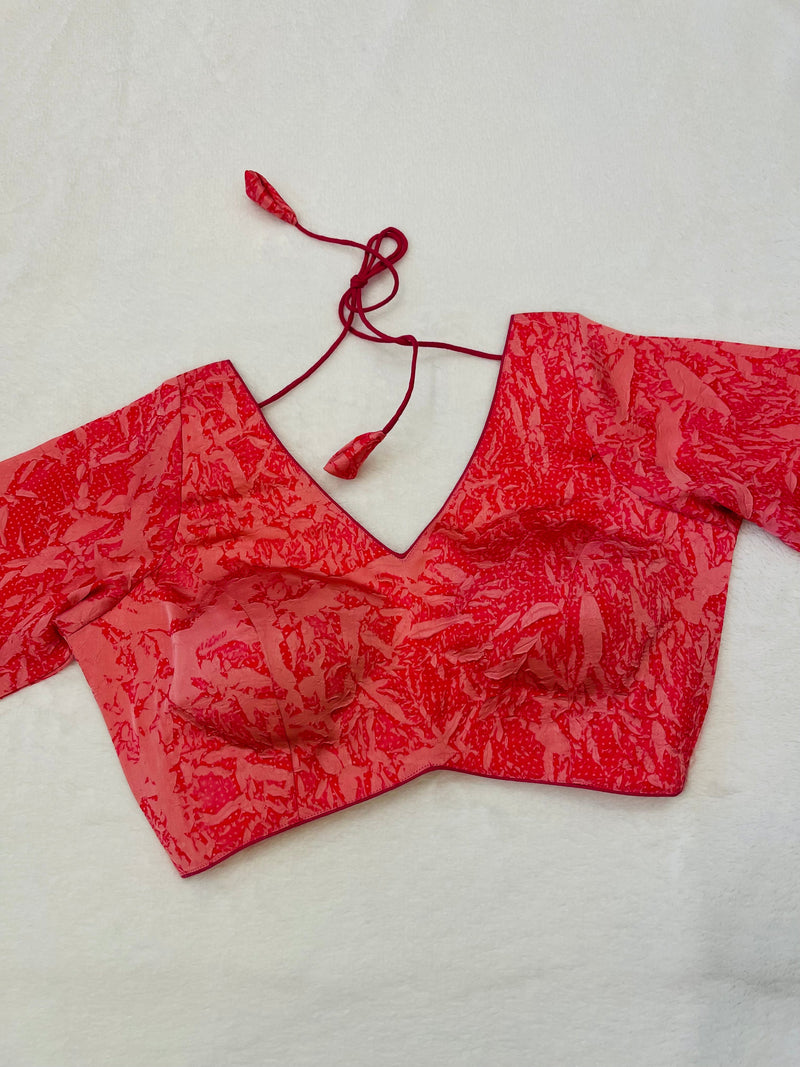 Sunehari Pink V neck Sleeve Blouse