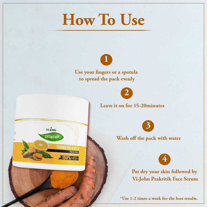 VI-JOHN Prakritik Vitamin C & Turmeric Face Pack Fades Dark Spots, 100% Natural Bio Actives