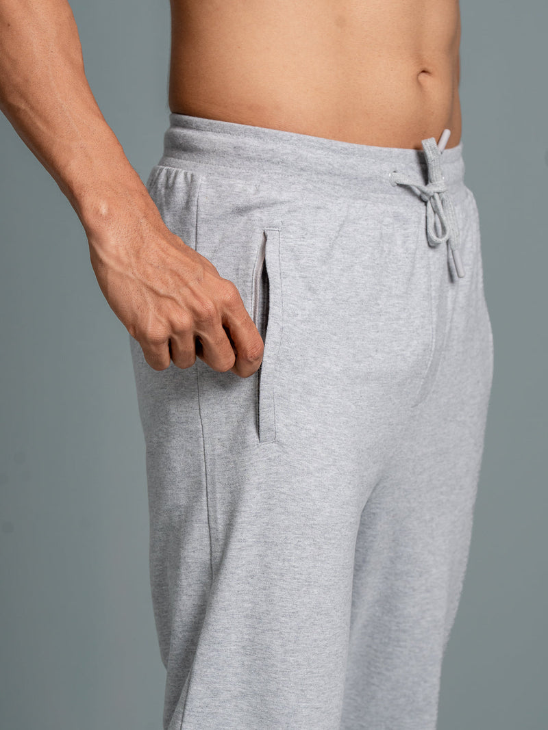 Men Combed Cotton Rich Jogger with Side Pockets Grey Melange JP1