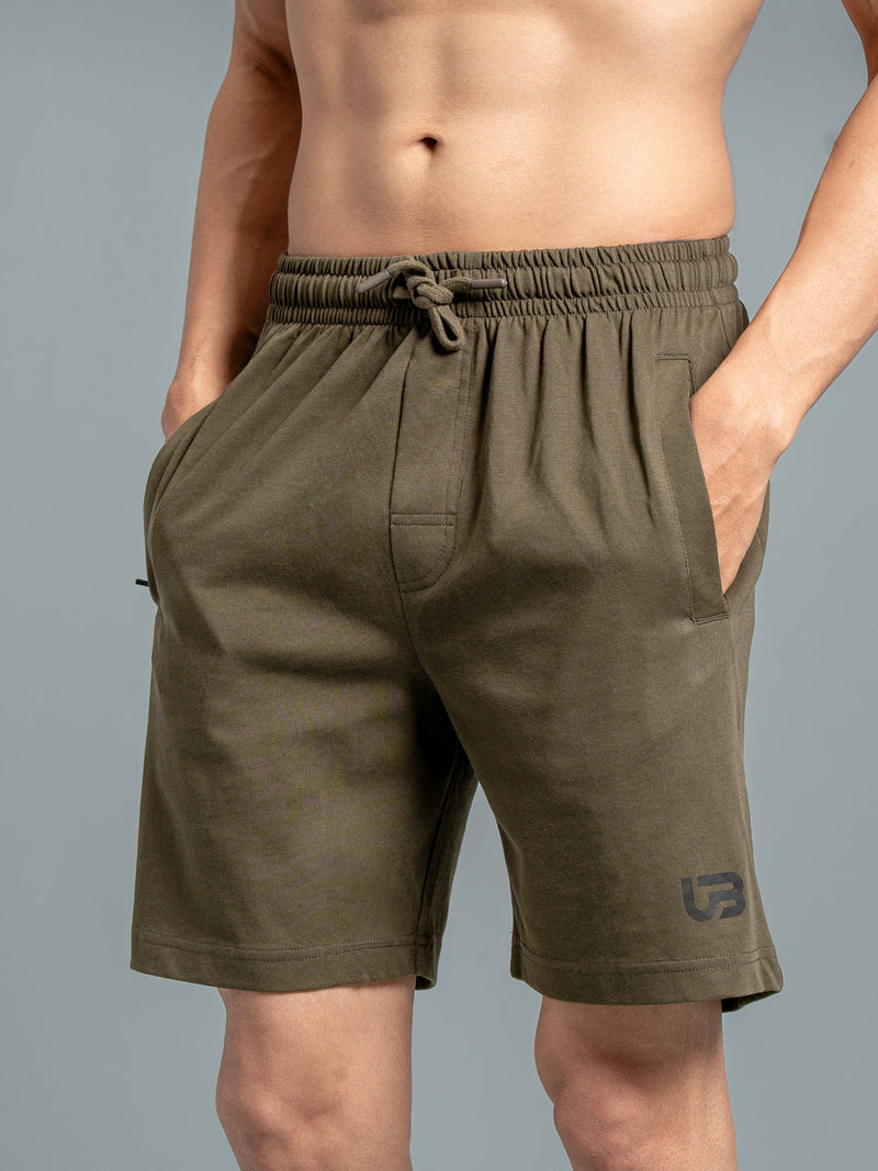 Men Combed Cotton Rich Agile Shorts Olive AGS7