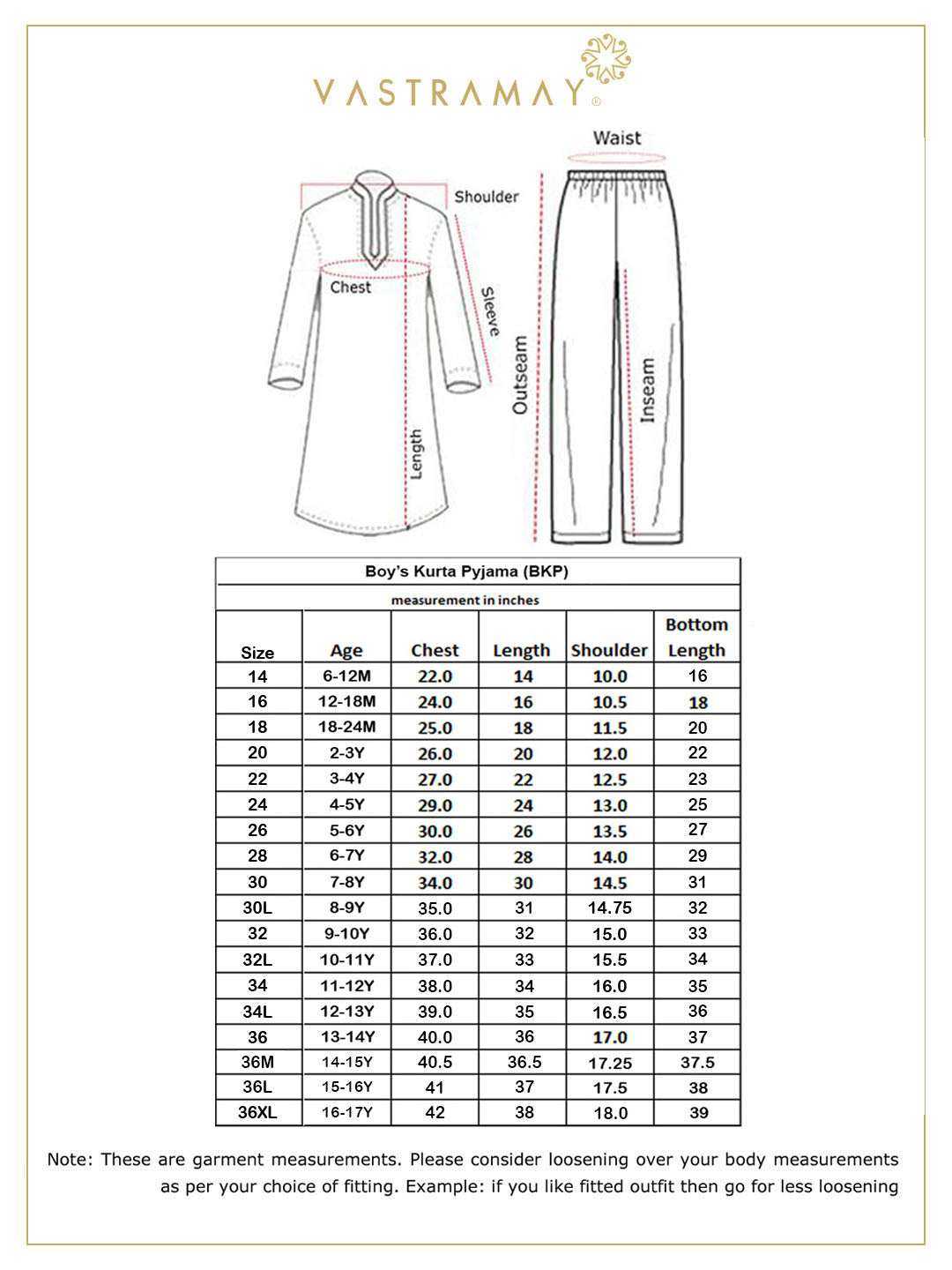 VASTRAMAY Boy's Red Cotton Kurta and Pyjama Set