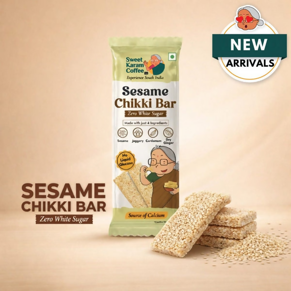 Sweet Karam Coffee White Sesame Chikki Bar (Zero White Sugar)