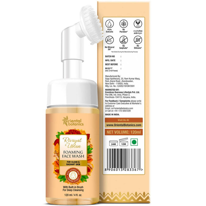 Oriental Botanics Rivayat Ubtan Foaming Face Wash With Brush