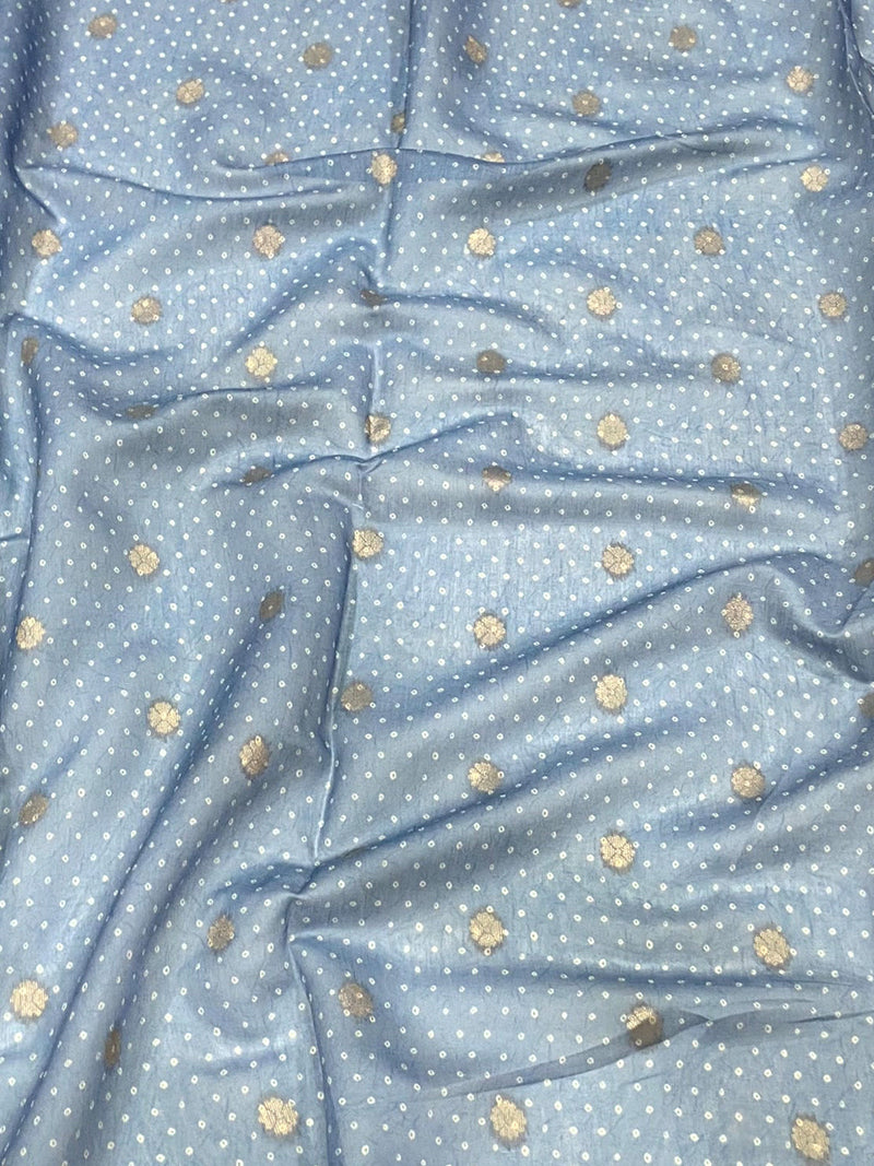 Blue Digital Block Placement Print Saree