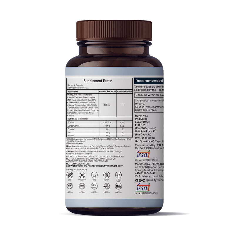Miduty by Palak Notes Joint Pain Relief Capsules