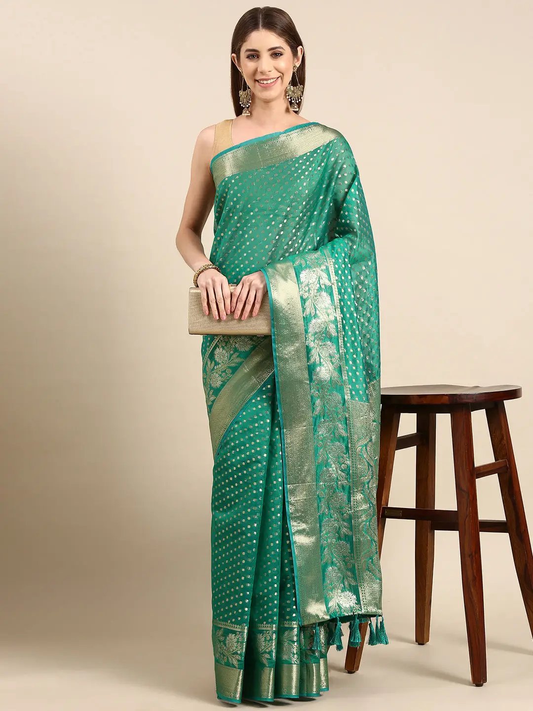 Banarasi Katan Tissue Silk Butti Design Festive Wear Saree