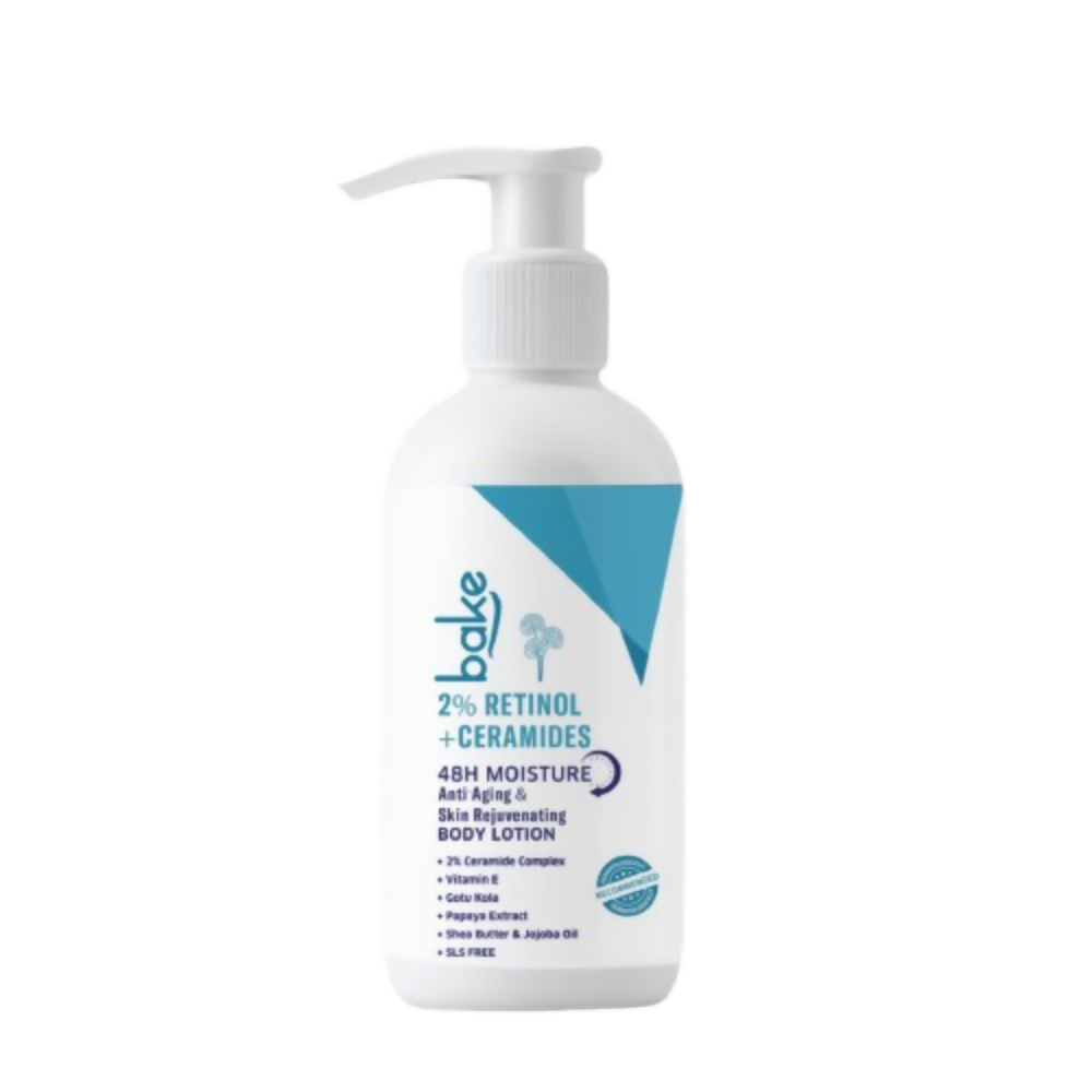 Bottle of body lotion with pump on a white background