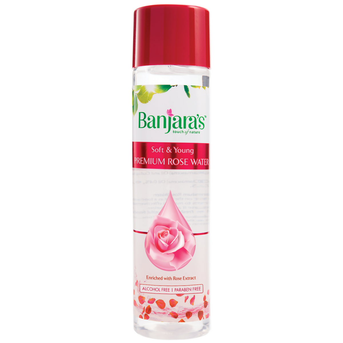 Banjara's Premium Rose Water bottle on a white background