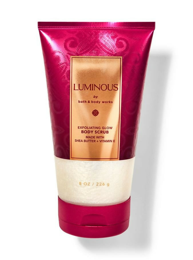 Luminous exfoliating glow body scrub by Bath & Body Works on a white background