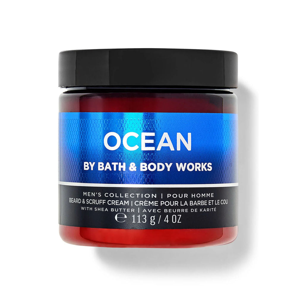 Jar of 'Ocean' by Bath & Body Works beard and scruff cream on a white background
