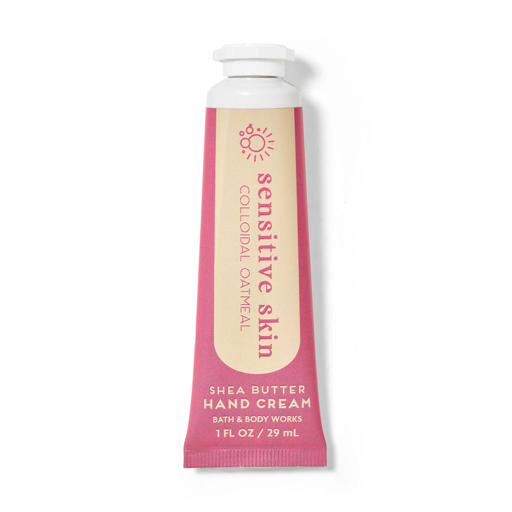 Hand cream tube for sensitive skin on a white background