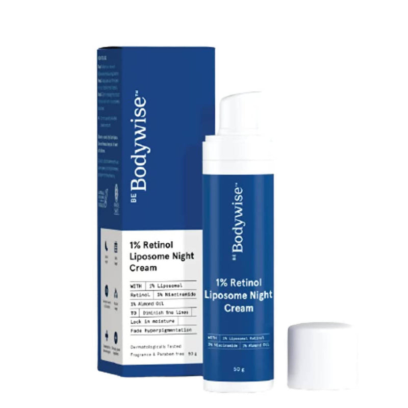 Bodywise 1% Retinol Liposome Night Cream with packaging on a white background