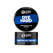 Beardo Dye Hard Temporary Hair Color packaging in metallic blue on a white background