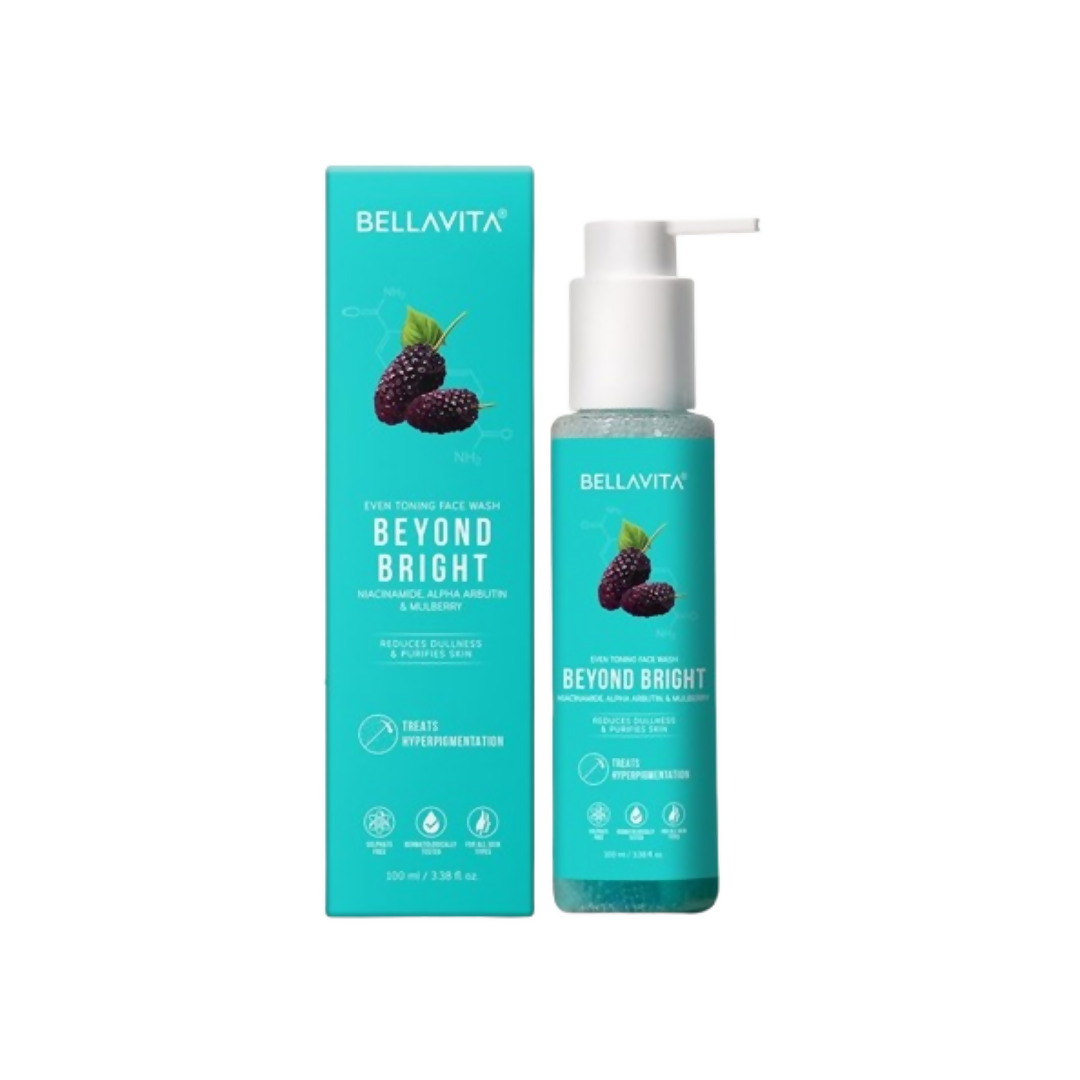 Bellavita 'Beyond Bright' skincare product with packaging on a white background