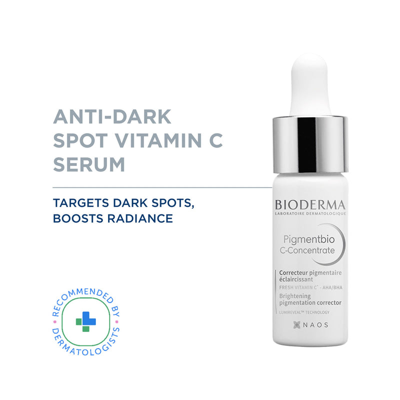 Bioderma anti-dark spot vitamin C serum bottle on a white background