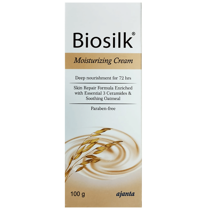 Biosilk moisturizing cream packaging on a white background