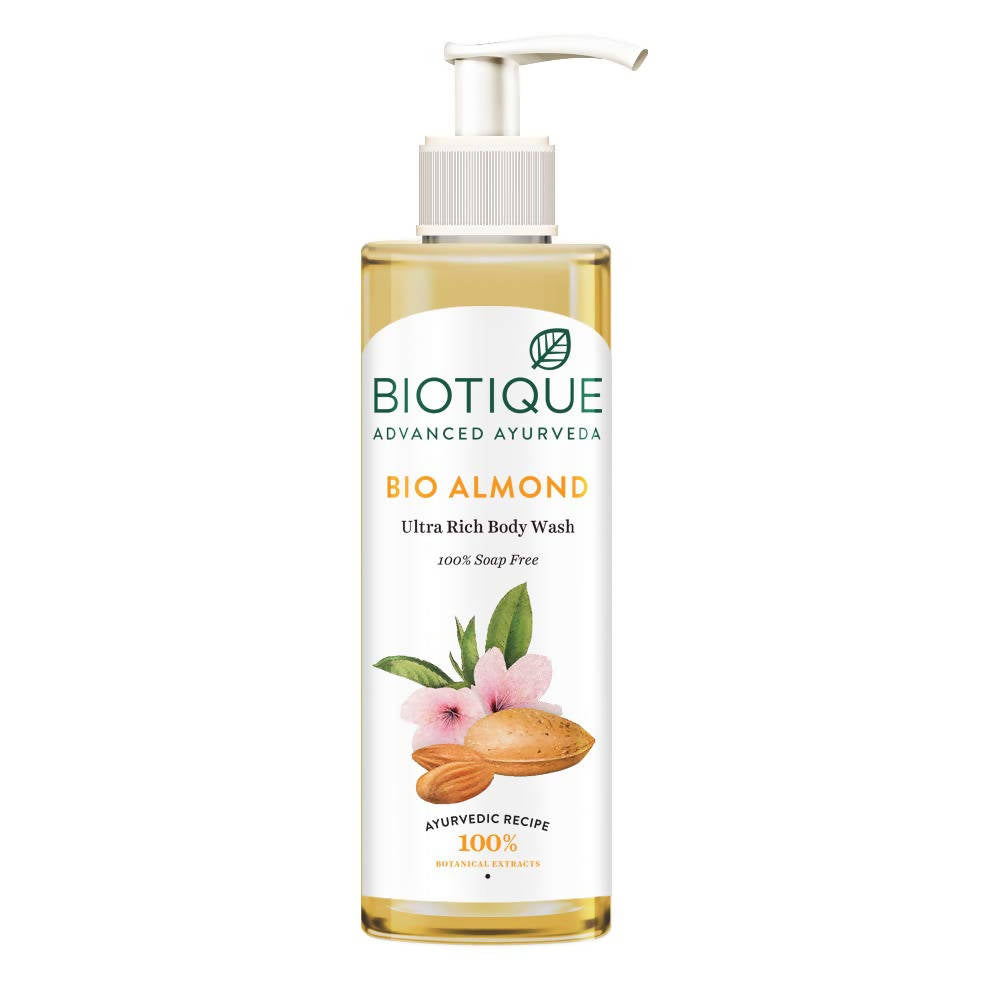Biotique Bio Almond Ultra Rich Body Wash bottle on a white background