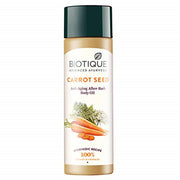 Biotique Carrot Seed body oil bottle on a white background