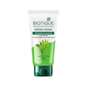 A tube of Biotique Advanced Ayurveda Fresh Neem Purifying Face Wash with green accents and labeling.