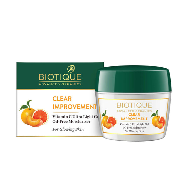 Biotique Vitamin C Ultra Light Gel Oil-Free Moisturizer with packaging on a white background