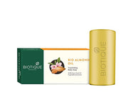 Biotique Bio Almond Oil soap with packaging on a white background