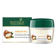 Biotique Argan Oil hair mask jar and box on a white background