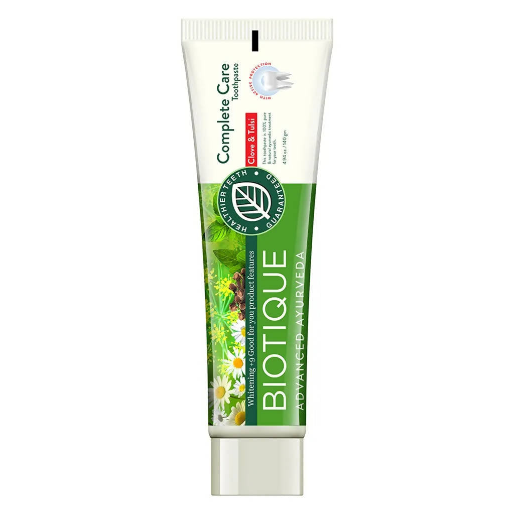 Biotique toothpaste tube on a white background