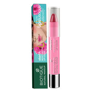 Biotique moisturizing lip color with packaging on a white background
