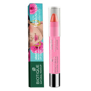 Biotique lip color with packaging on a white background