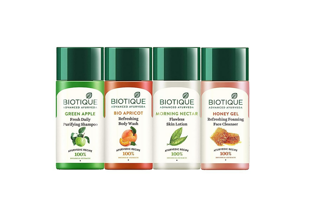 Four Biotique skincare products on a white background