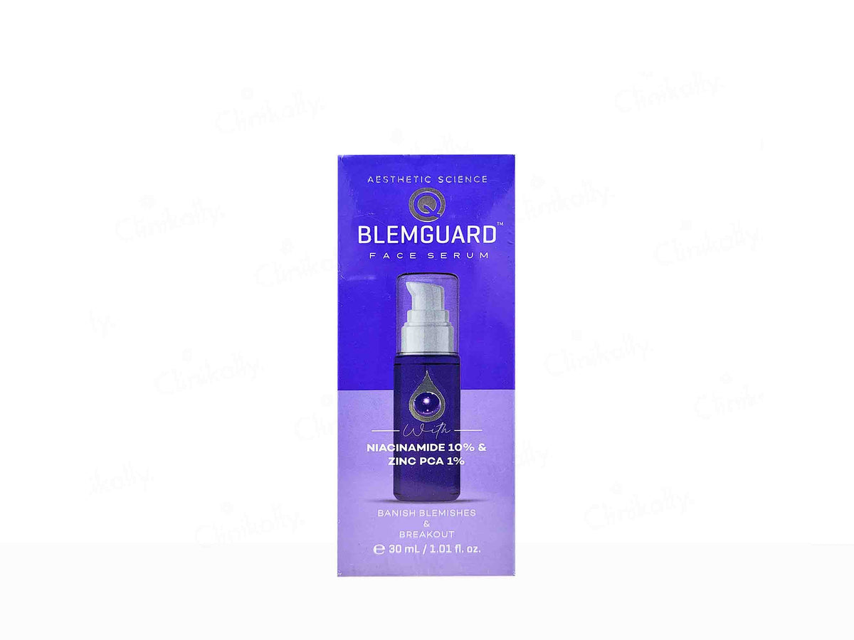 Blemguard face serum packaging on a white background