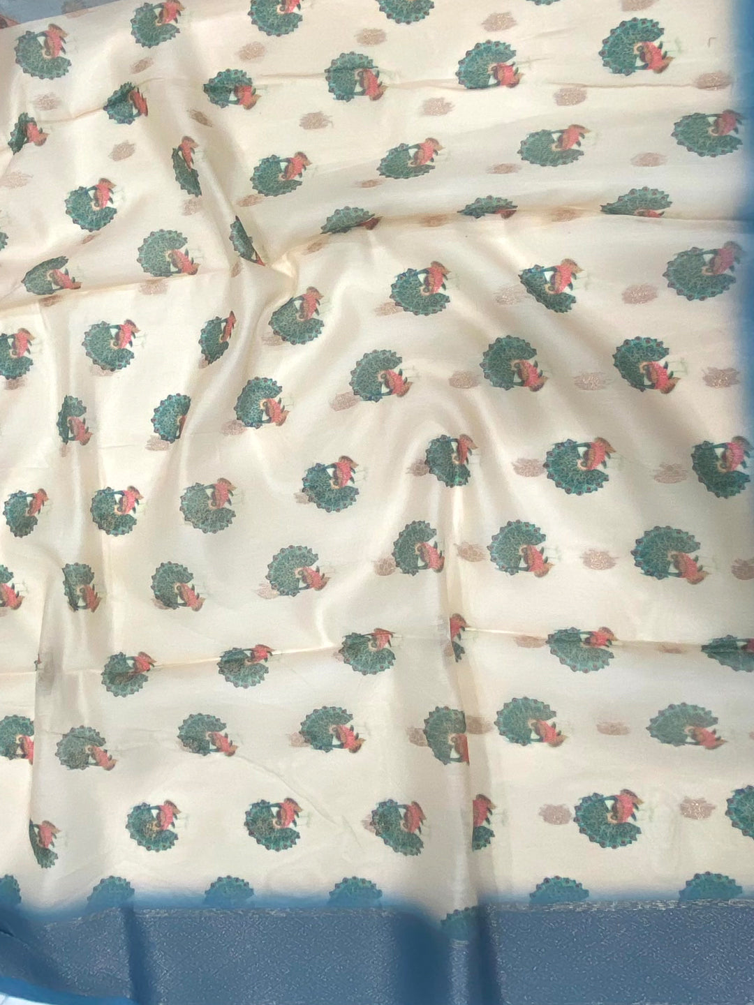 Blue Banarasi Ombre Floral Print Saree