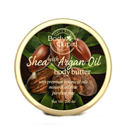 Body Cupid Shea with Argan Oil body butter container on a white background