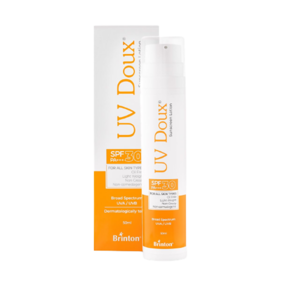 Blistex UV Doux SPF 30 sunscreen lotion packaging on a white background