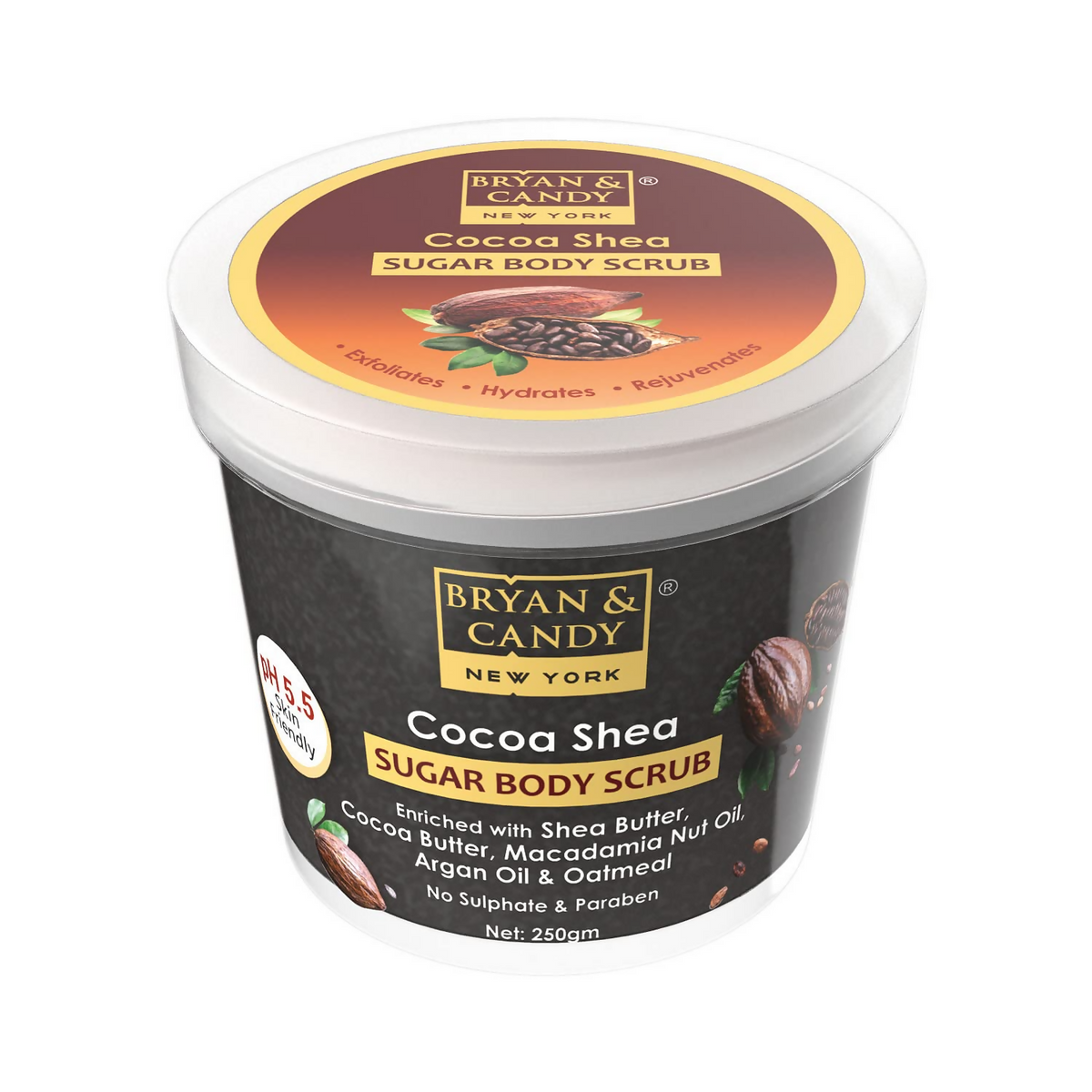 Bryan & Candy Cocoa Shea Sugar Body Scrub container on a white background