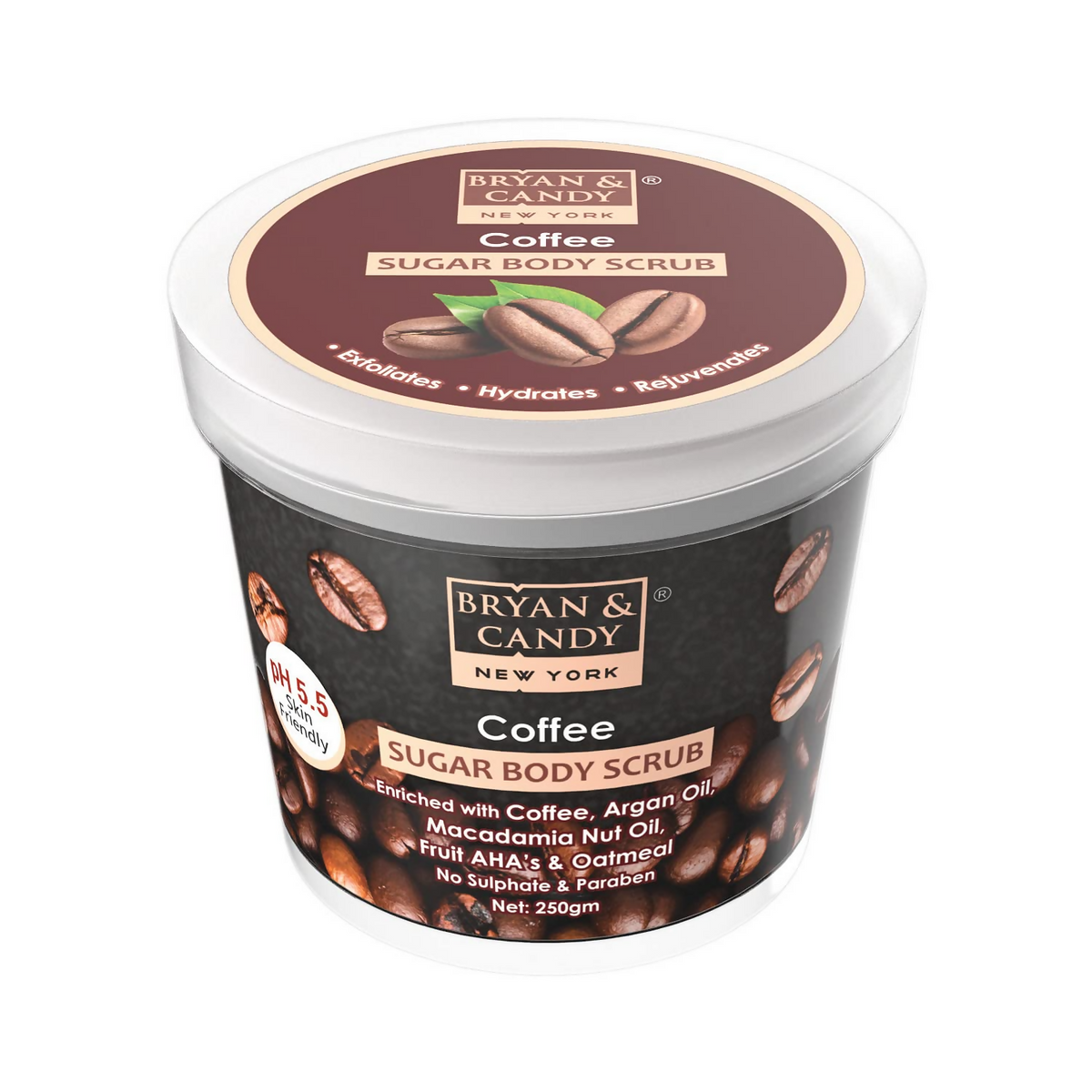 Bryan & Candy New York Coffee Sugar Body Scrub container on a white background